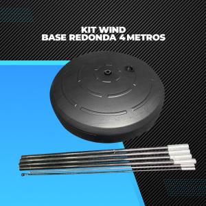 Kit Windisplay com Base Redonda - 4m Polietileno de Alta Densidade    Haste em Fibra de Vidro Reforçada 